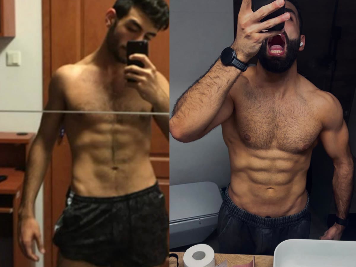 Transformacja klienta BestSelf Studio — przed i po · 71kg do 86kg